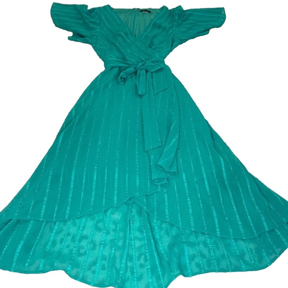 Tommy Hilfiger Women's Faux Wrap Style Dress with Tie; Emerald Green; Size 12 - Picture 1 of 7